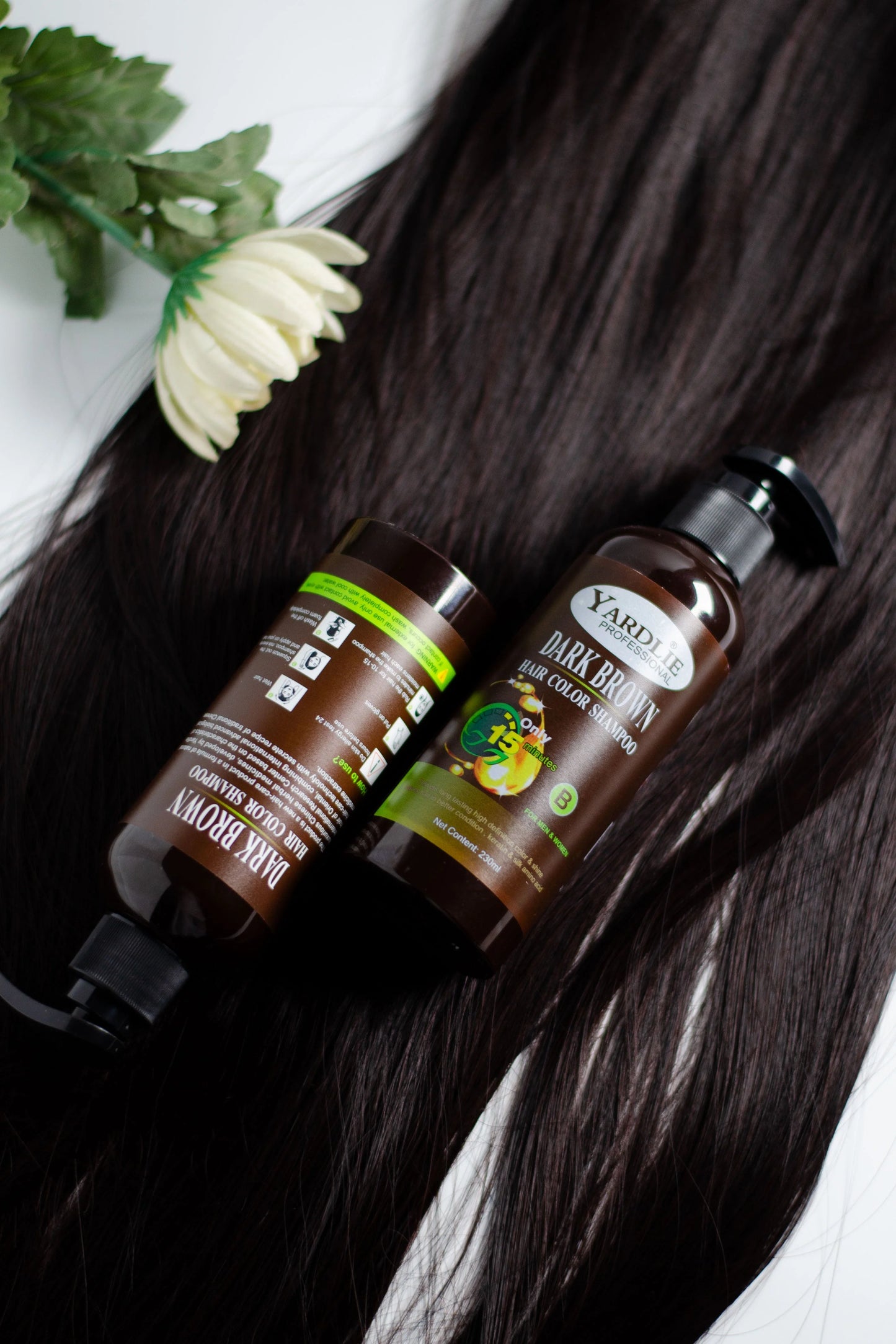 Yardlie Professional Hair Color Shampoo Mixing Paste | Natural Black OR Brwon | 2-in-1 | Ammonia-Free, Long-Lasting Shine | 460ml
