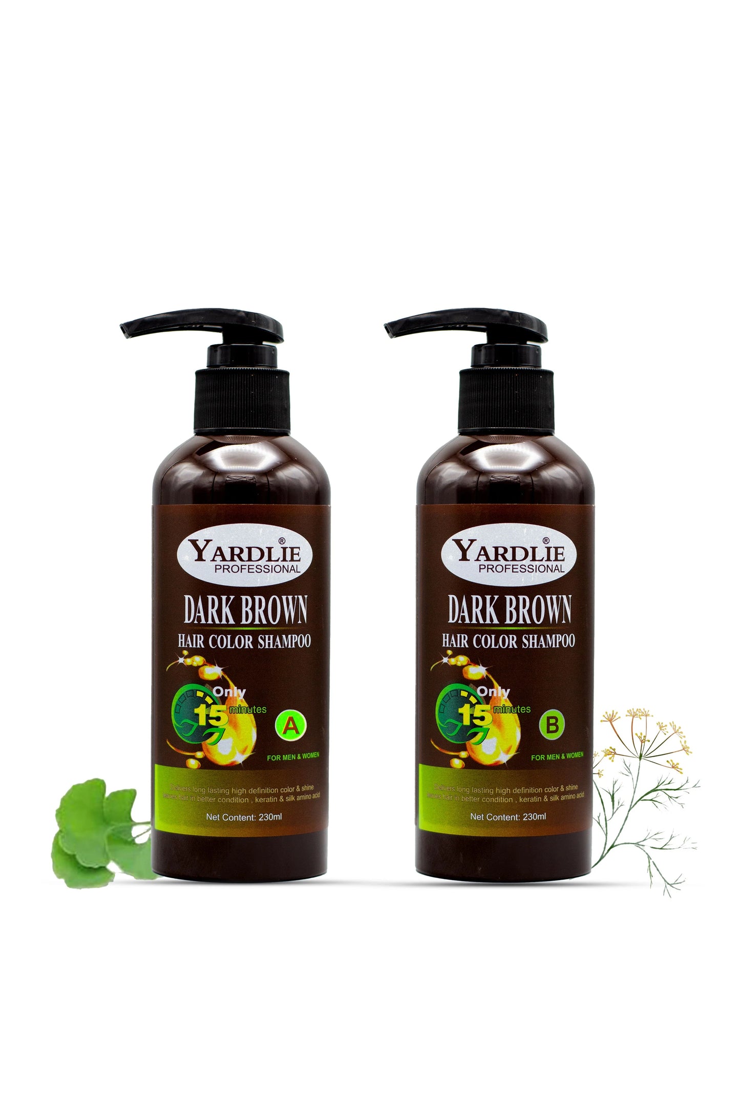 Yardlie Professional Hair Color Shampoo Mixing Paste | Natural Black OR Brwon | 2-in-1 | Ammonia-Free, Long-Lasting Shine | 460ml