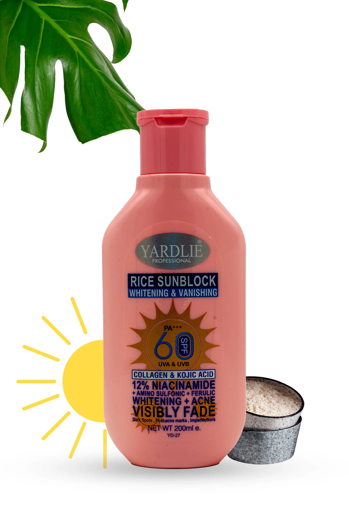Yardlie Rice Sunblock SPF 60 with Niacinamide – Lightweight Daily Use (200ml)